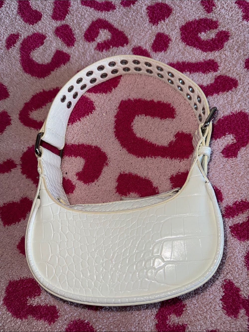 Urban Outfitters White Croc-Embossed Mini Shoulder Bag
